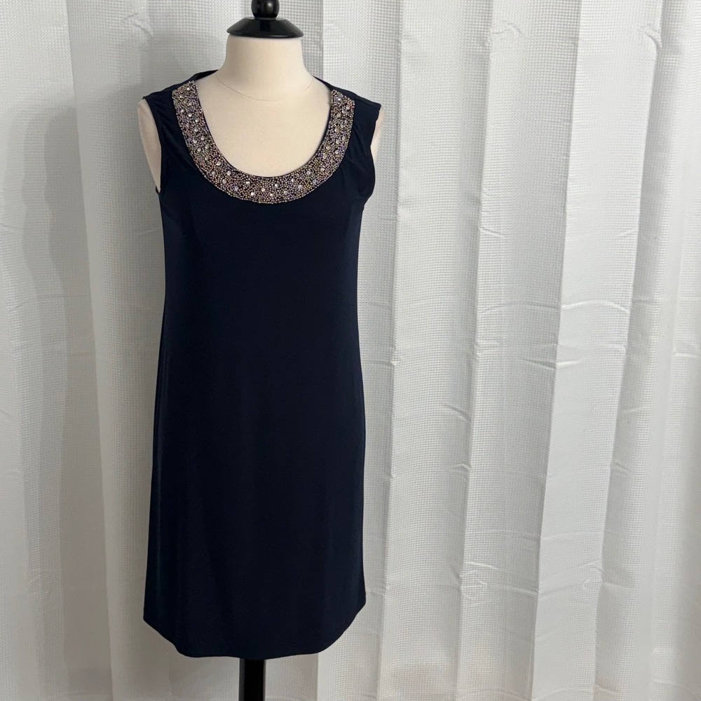 R & M Collection Sleeveless Sheath Dress‎ Embellished Beads & Rhinestones